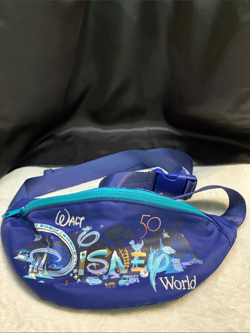 Disney Walt Disney World 50th Anniversary Blue Teal Kids Fanny Pack